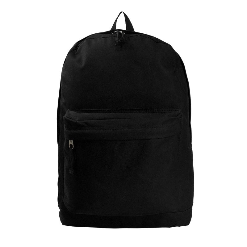 K-Cliffs Classic Bookbag Basic Backpack Simple School Book Bag Casual Student Daily Daypack 18 Inch with Curved Shoulder Straps Black - Image 1